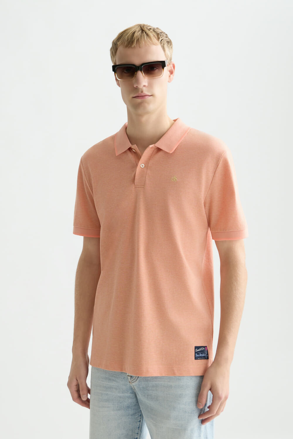 Scotch & Soda Polo Chest Logo Regular fit Roze