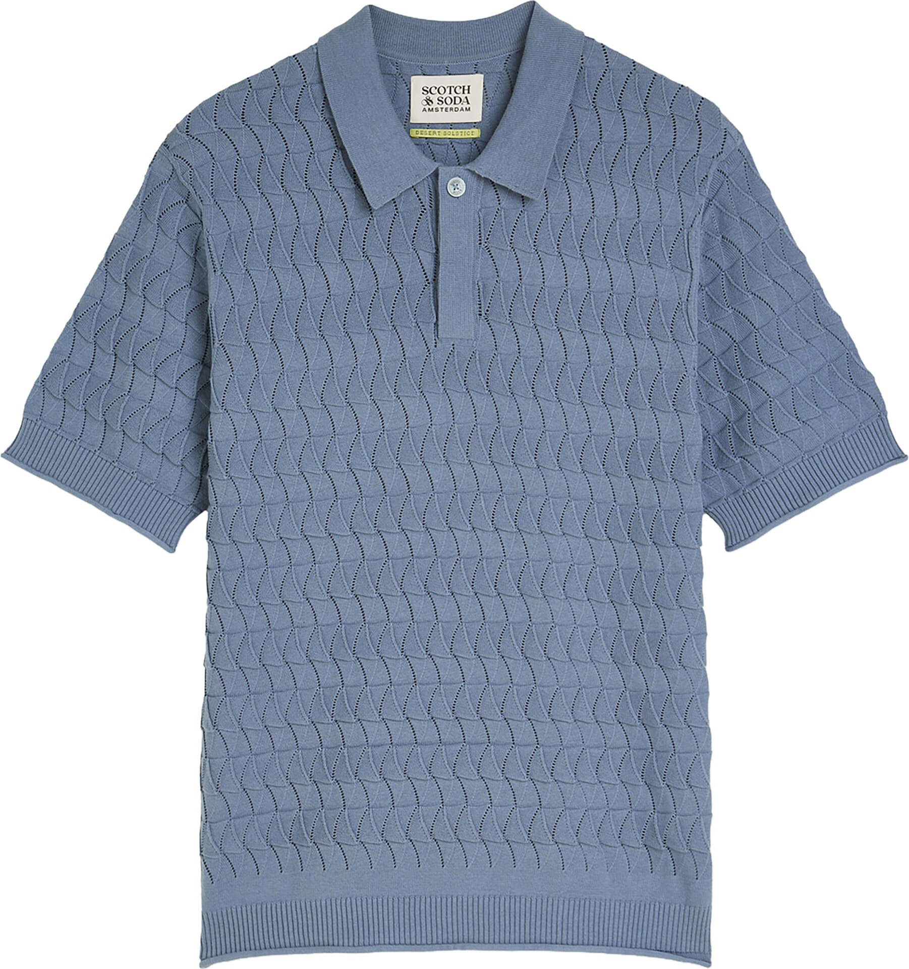Scotch & Soda Polo Pointelle Knitted Regular fit Indigo