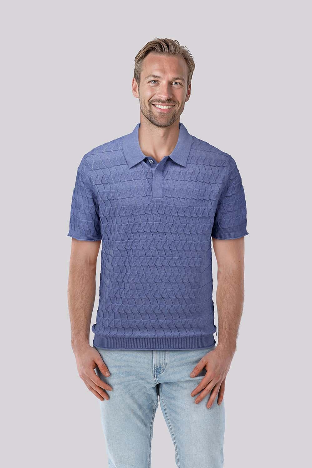 Scotch & Soda Polo Pointelle Knitted Regular fit Indigo
