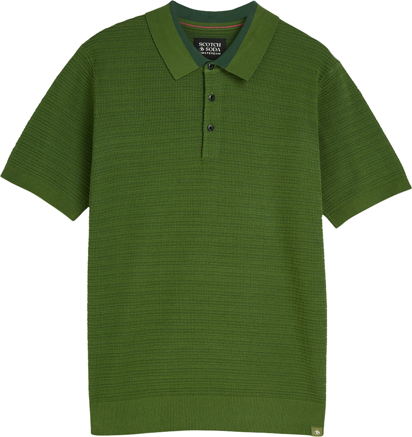 Scotch & Soda Structured knitted regularfit polo Groen