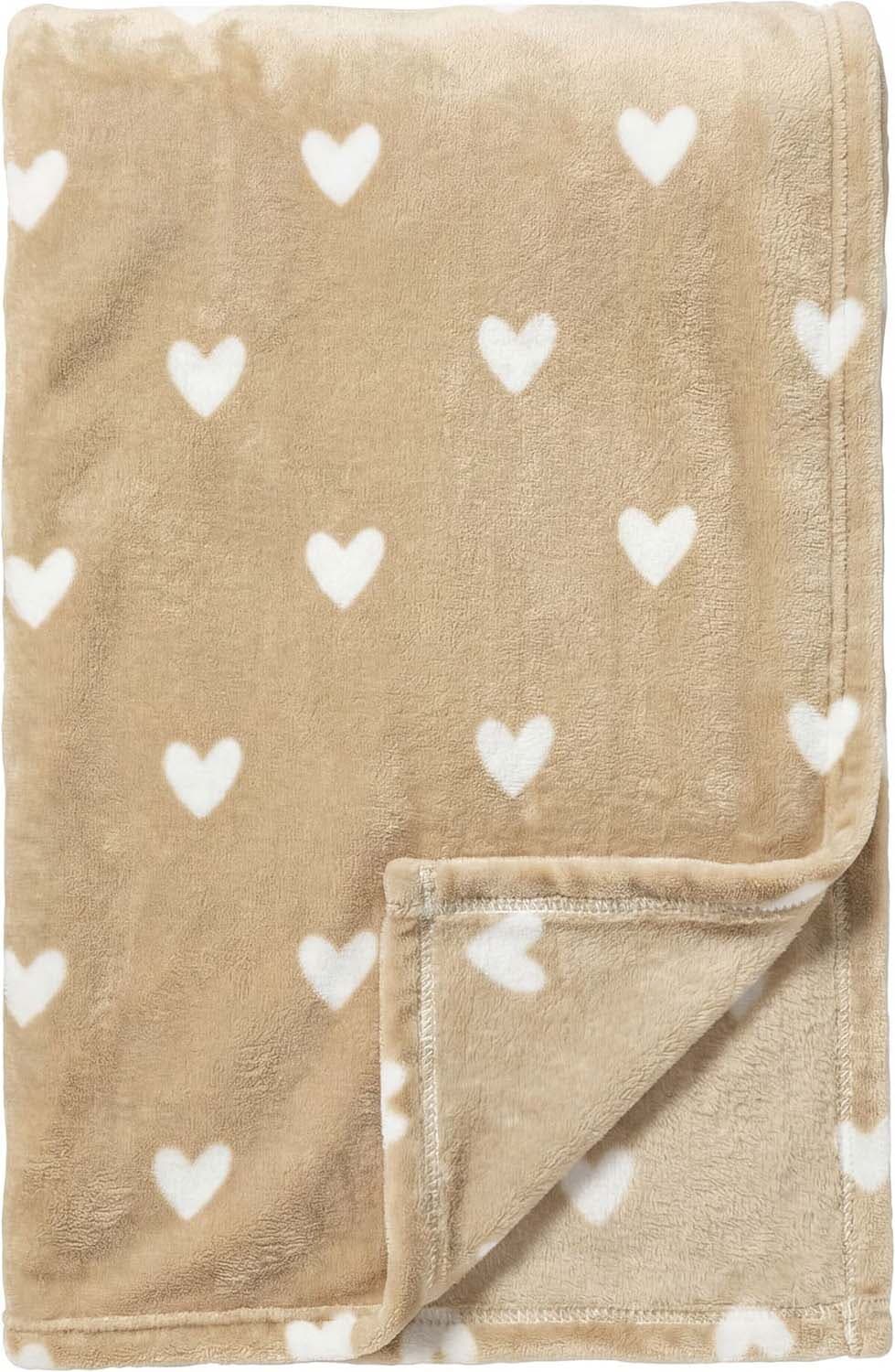 Dutch Decor Plaid Hartjes wit 140x180 cm Bleached Sand Kaki