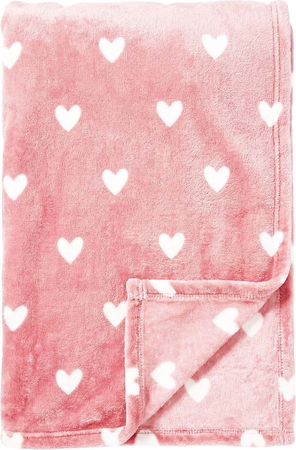 Dutch Decor Plaid Hartjes wit 140x180 cm Roze