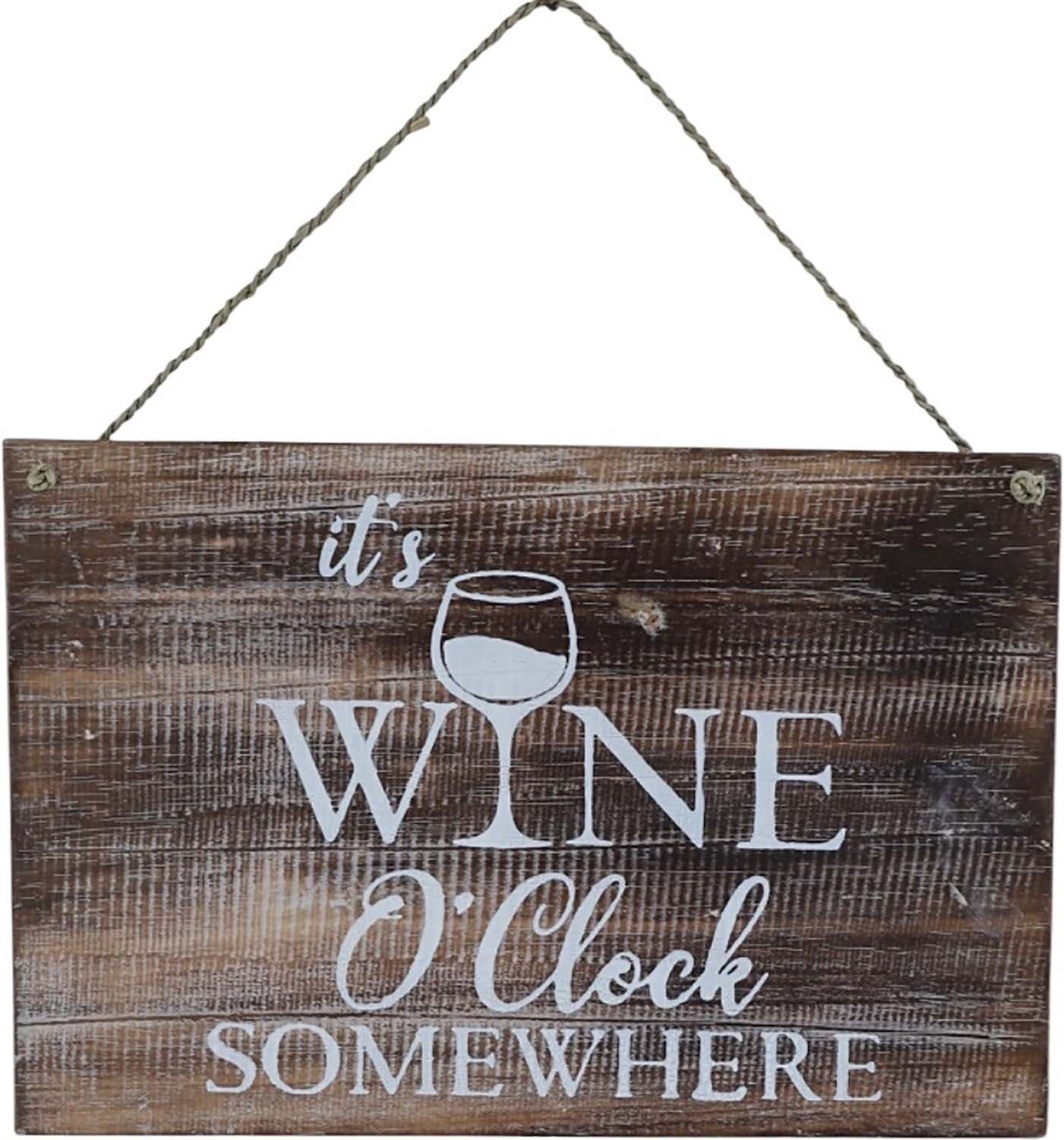 Bomont Collection Tekstbord WINE OCLOCK 20x30cm Bruin