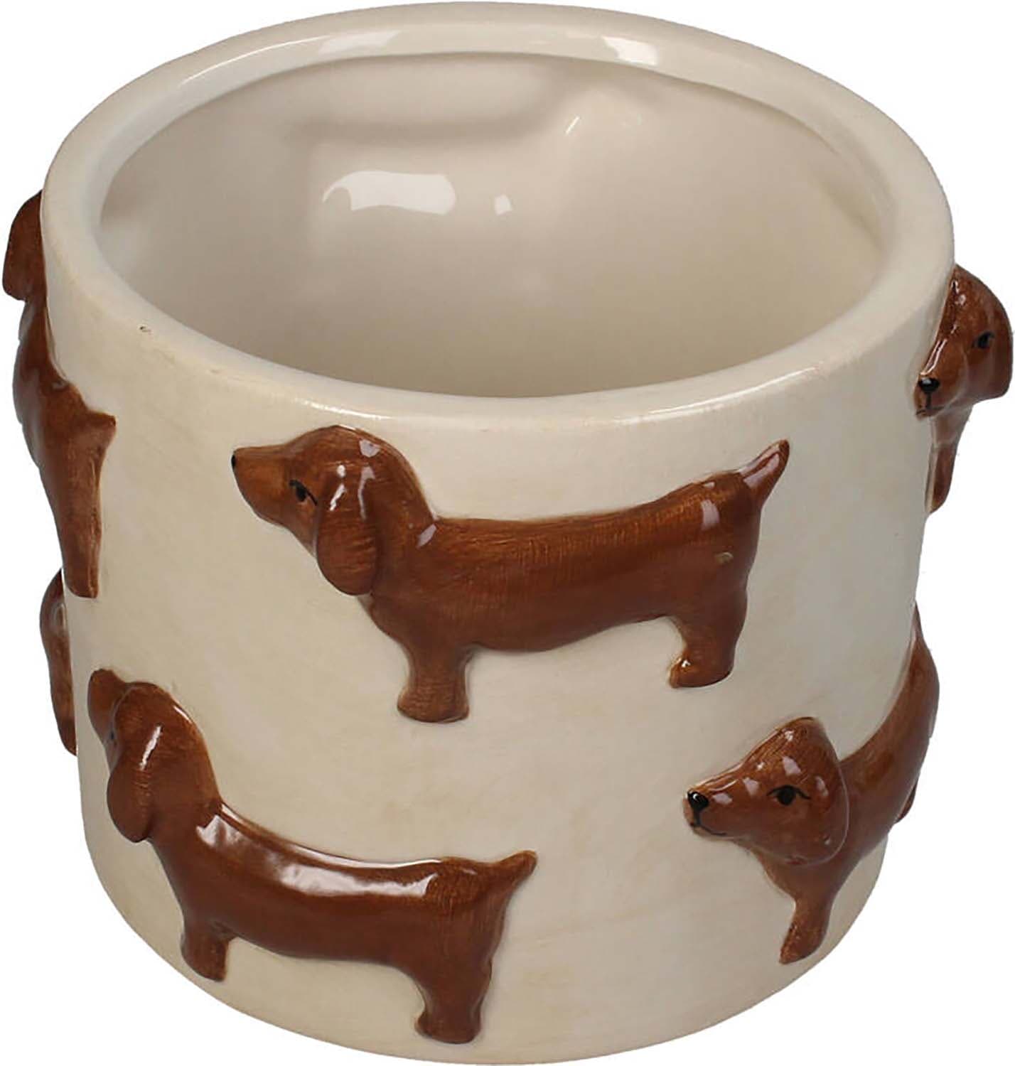 Bomont Collection Bloempot Teckel 13.8x13.8x11cm Bruin