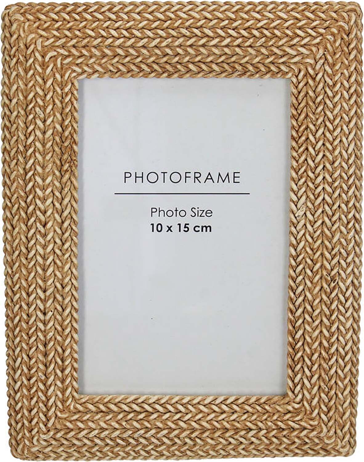 Bomont Collection Photo Frame Weaving Polyresin Natural 10x15cm Bruin