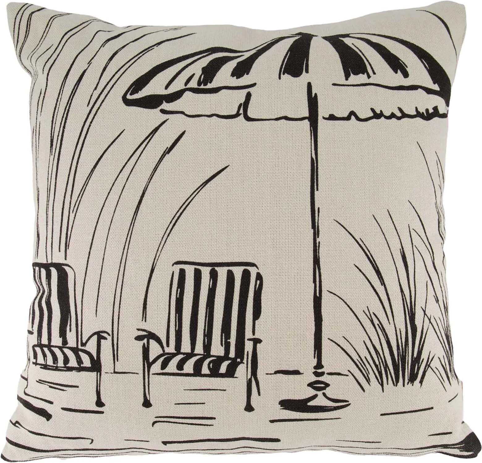 Zusss Kussen Sunshine tekening 45x45cm Zwart