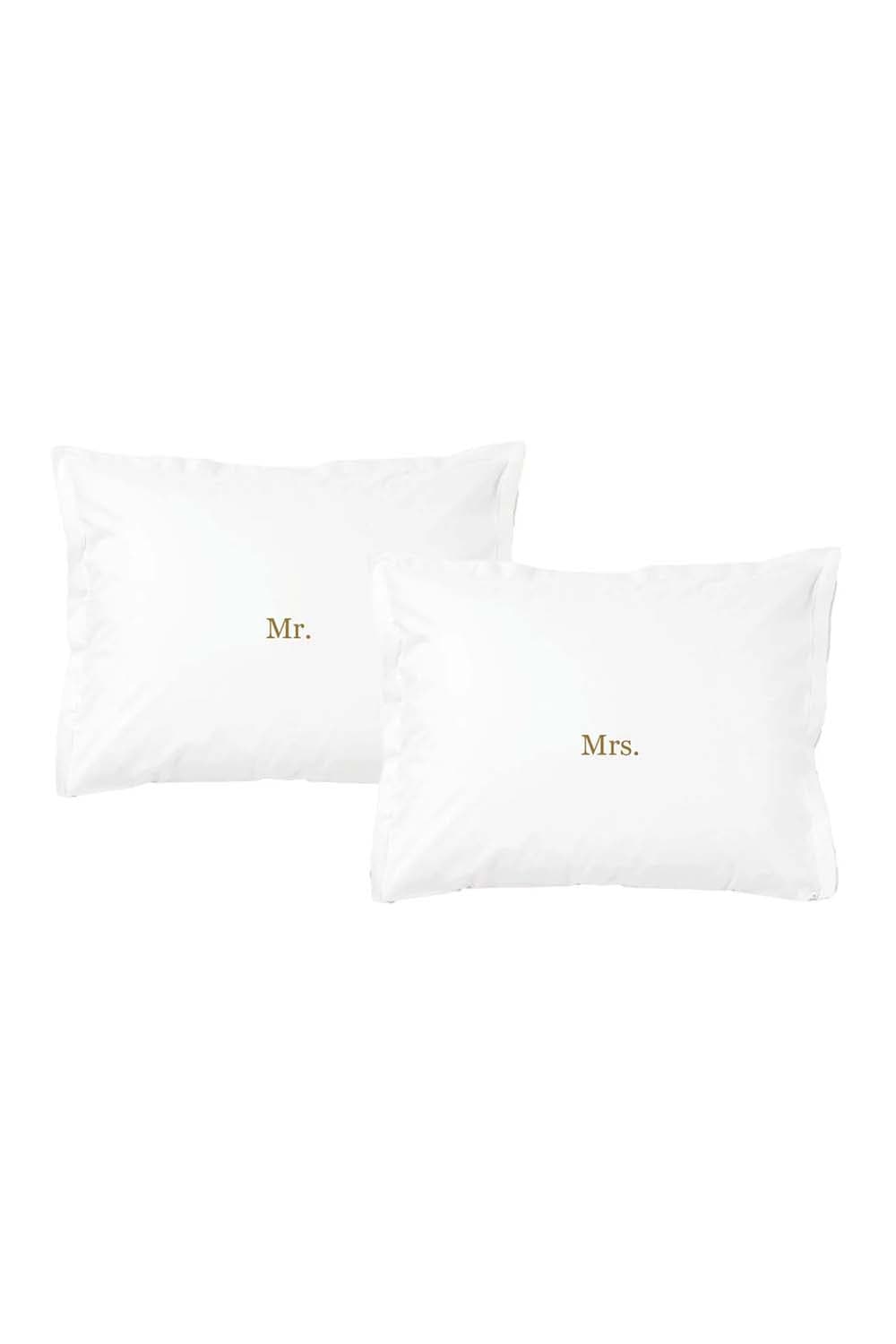 Zusss Kussenslopen Set van 2 Mr & Mrs Wit