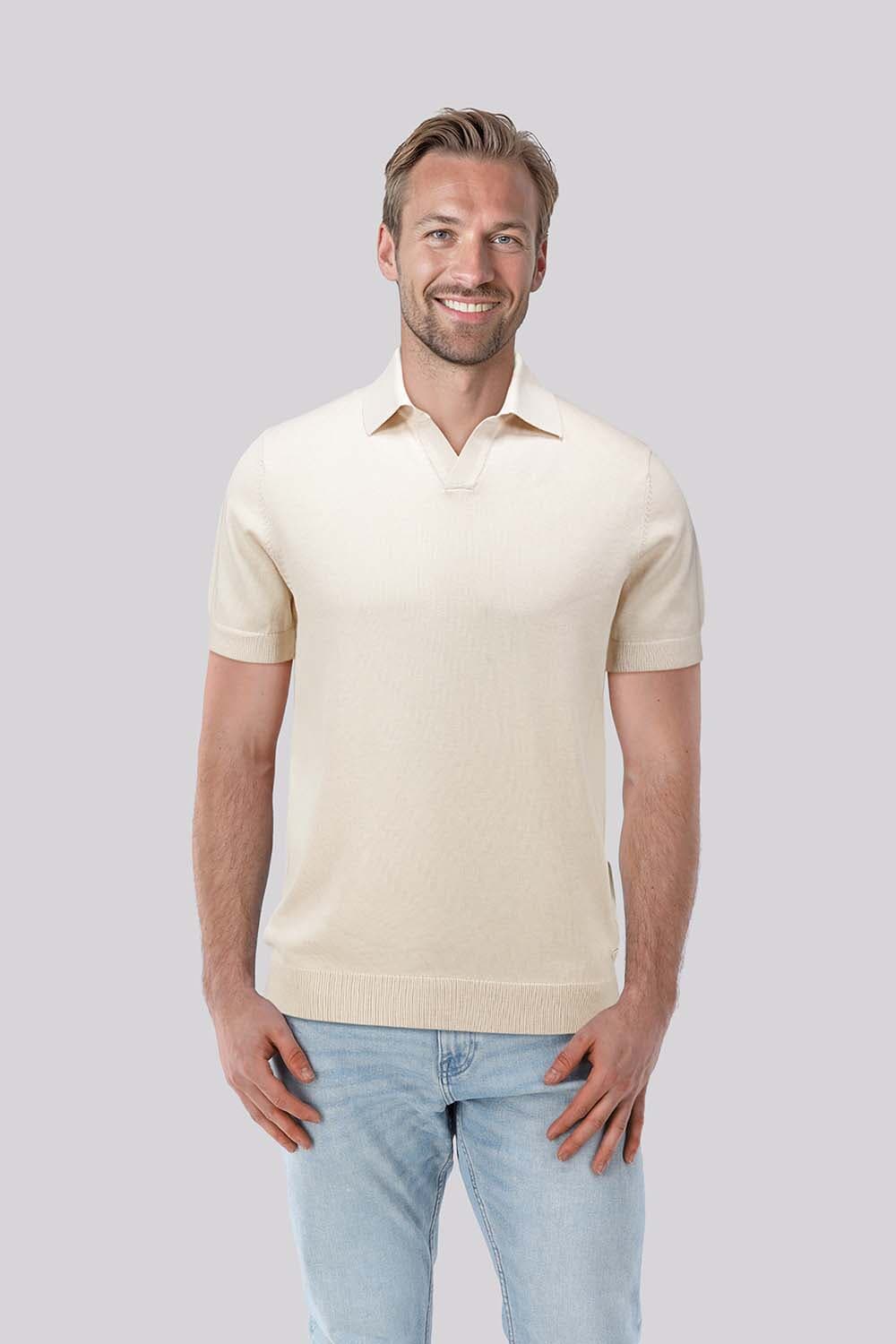 Born With Appetite Polo Shiwn Knitted  Off White