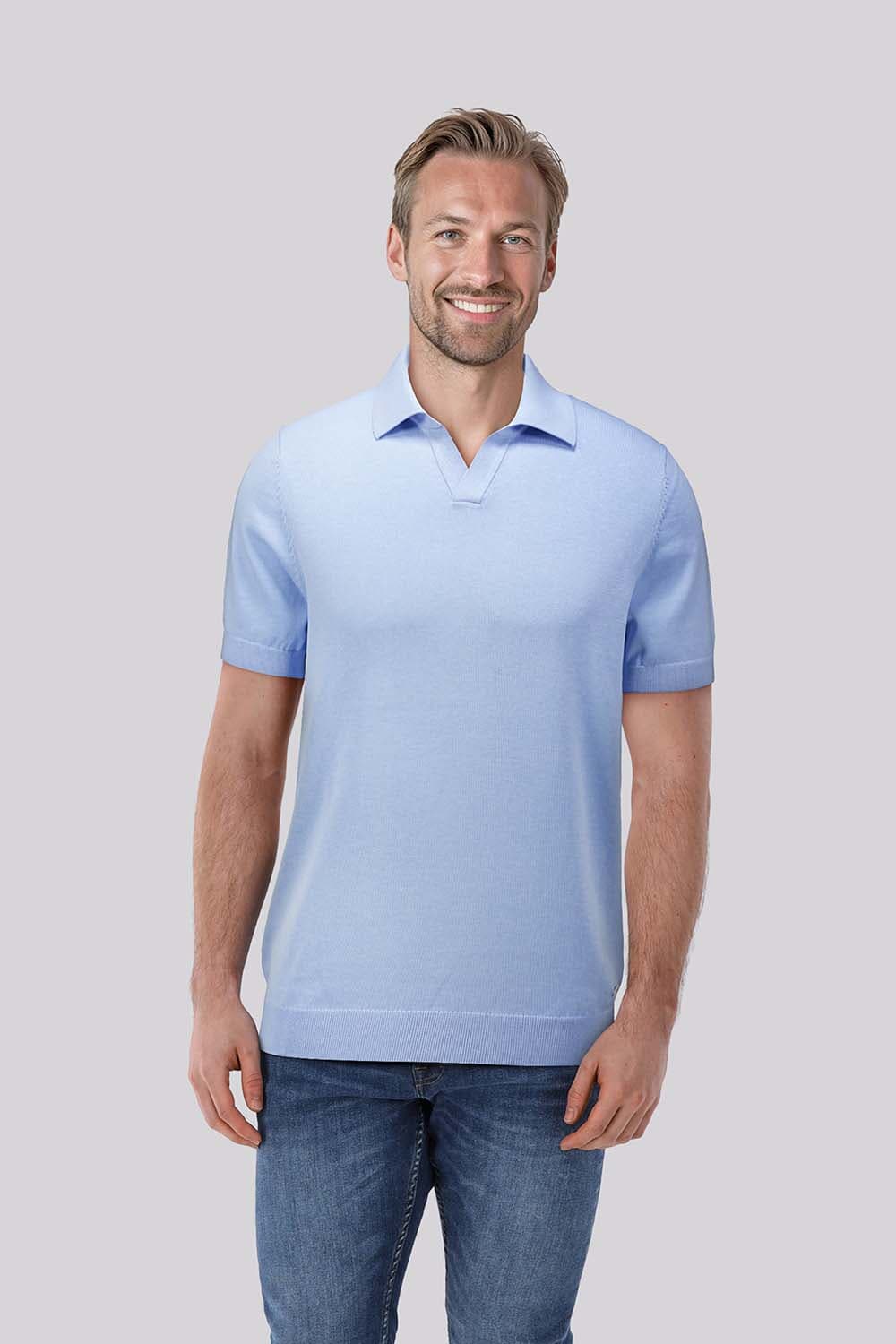 Born With Appetite Polo Shiwn Knitted  Hemelsblauw