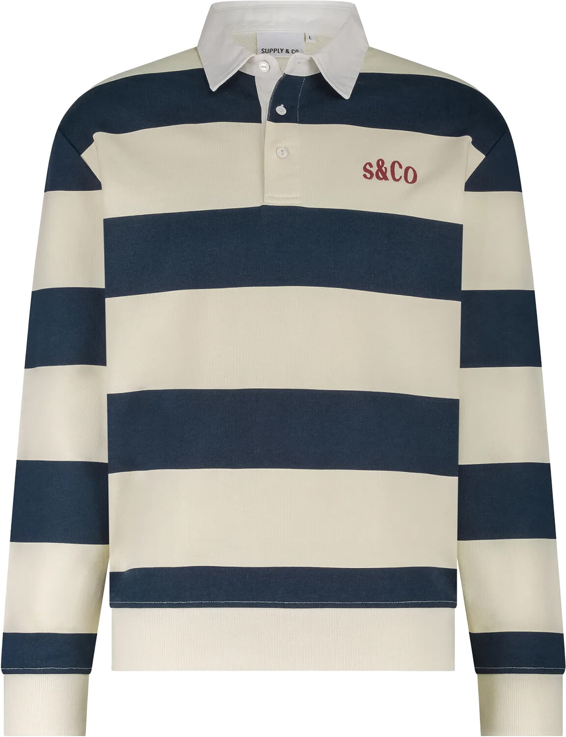 Supply & Co Quin Striped Sweat Polo Navy