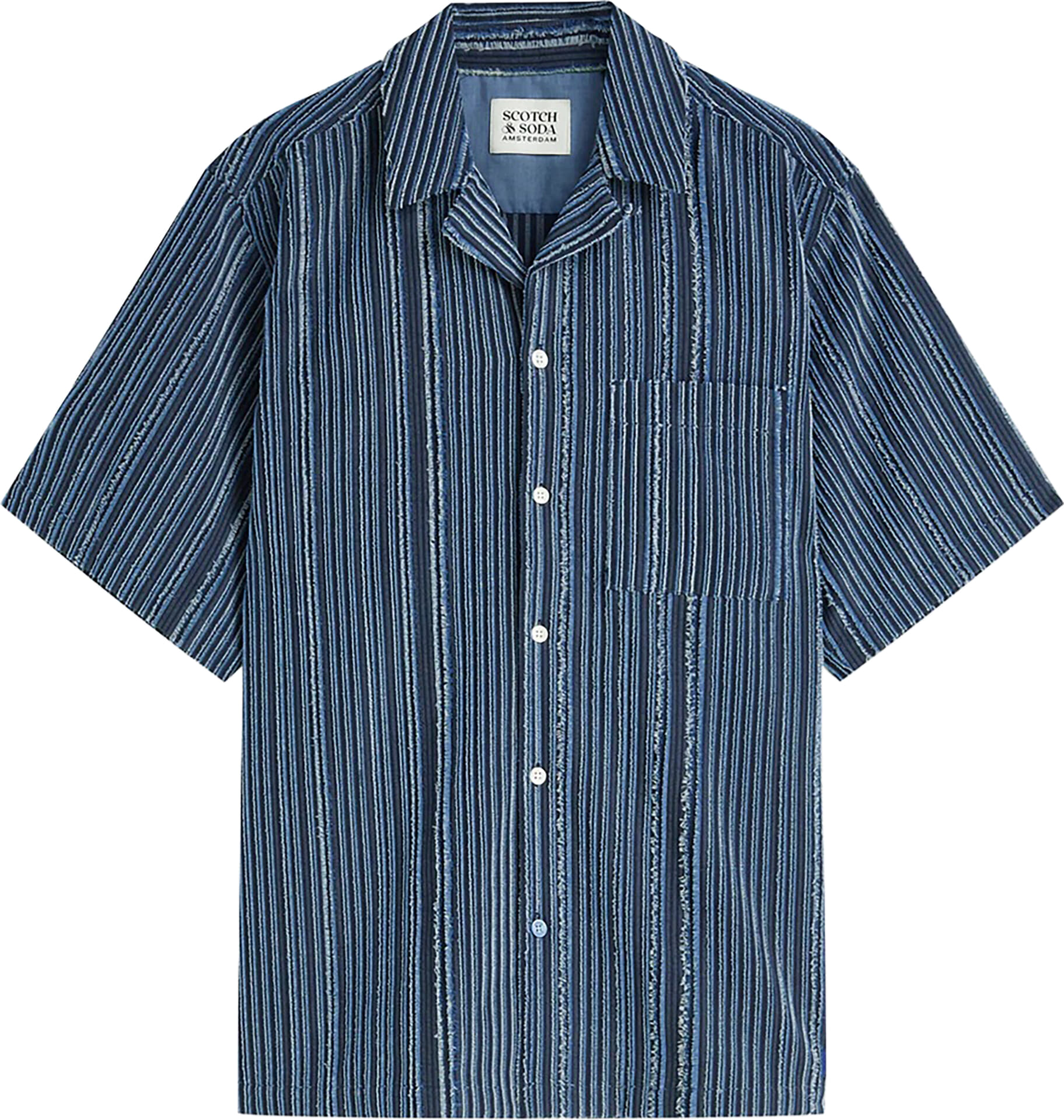Scotch & Soda Overhemd Textured relaxed-fit Blauw