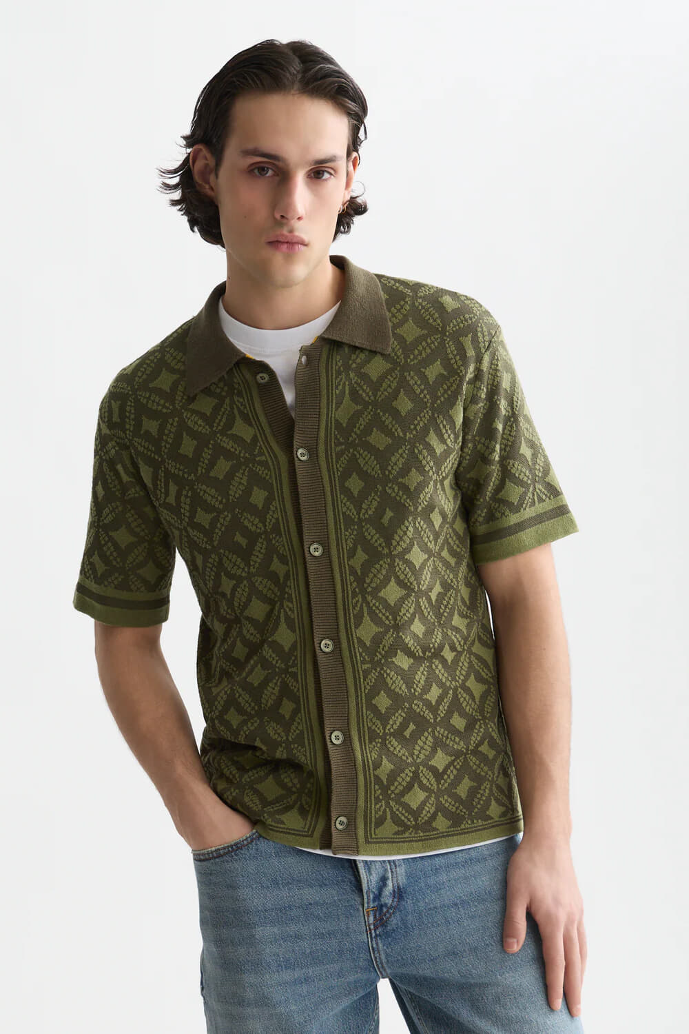 Scotch & Soda Overhemd Jacquard  Groen