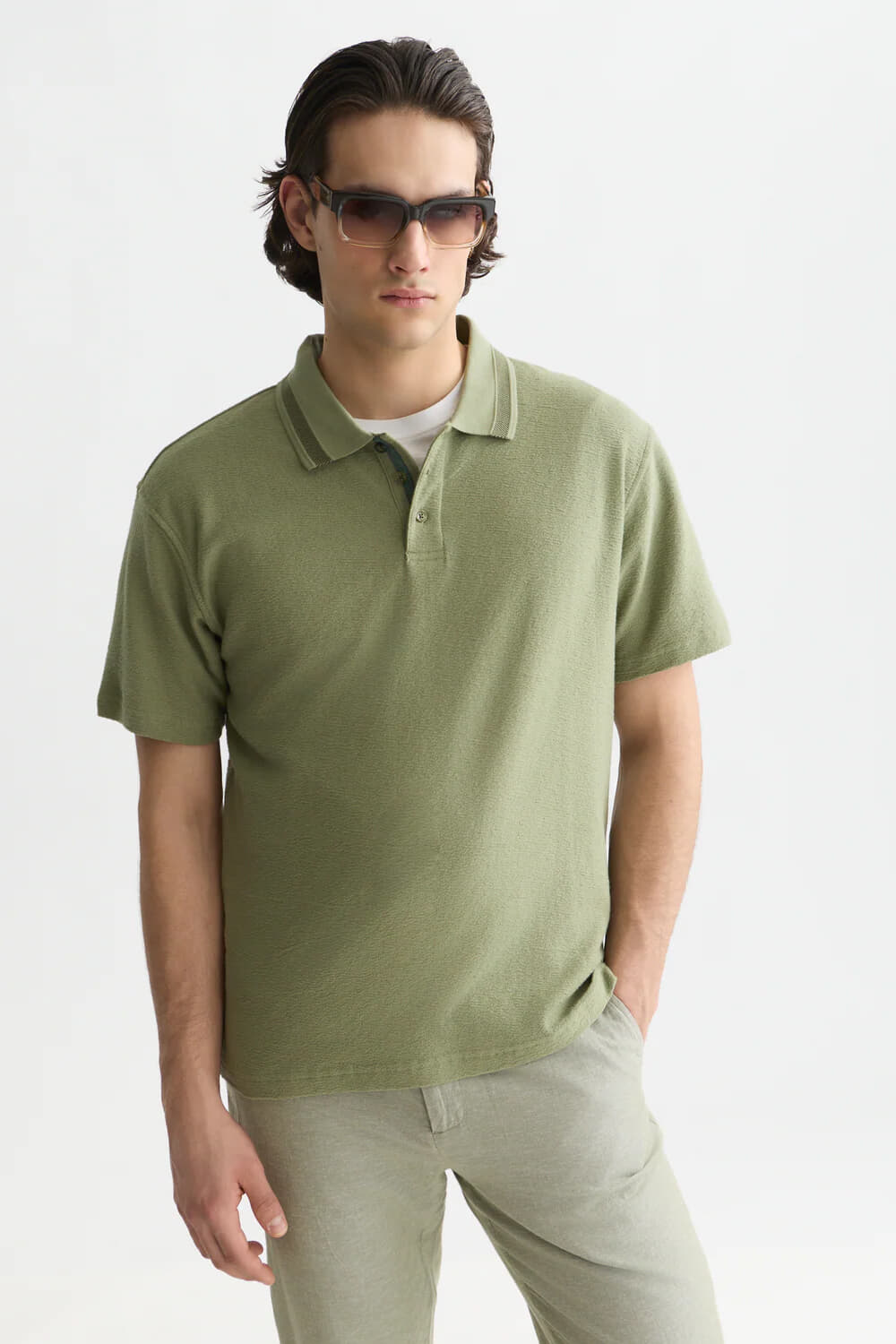 Scotch & Soda Polo Structured relaxed-fit  Army