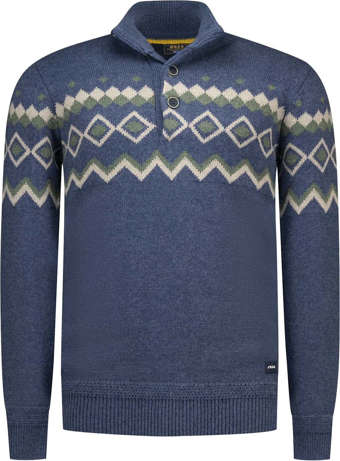 NZA Pullover Knoop Kraag Navy