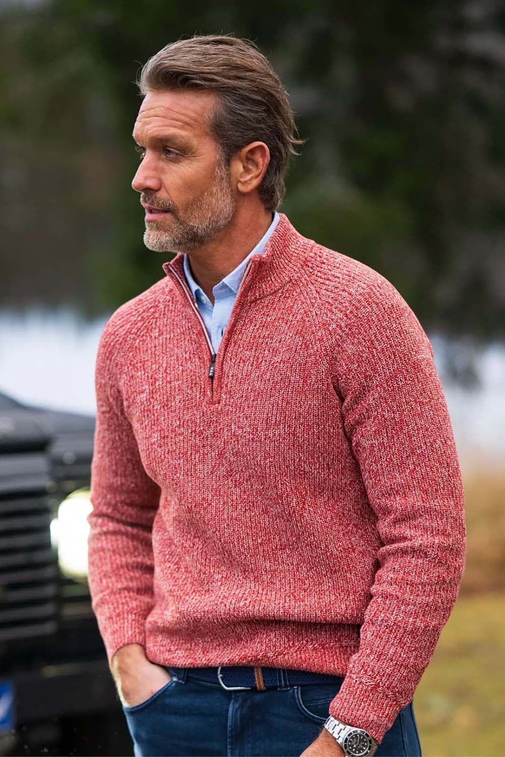 NZA Gebreide Half-zip Pullover Brick