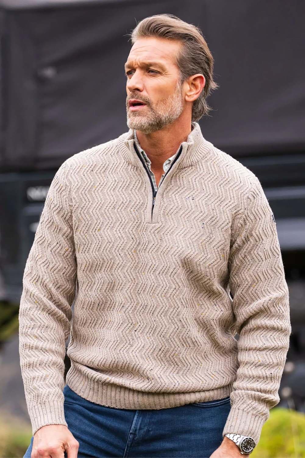 NZA Gebreide Half-zip Pullover Kaki