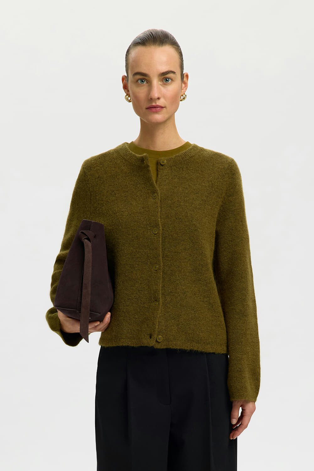 Selected Femme Gebreid Vest Lulu New Groen