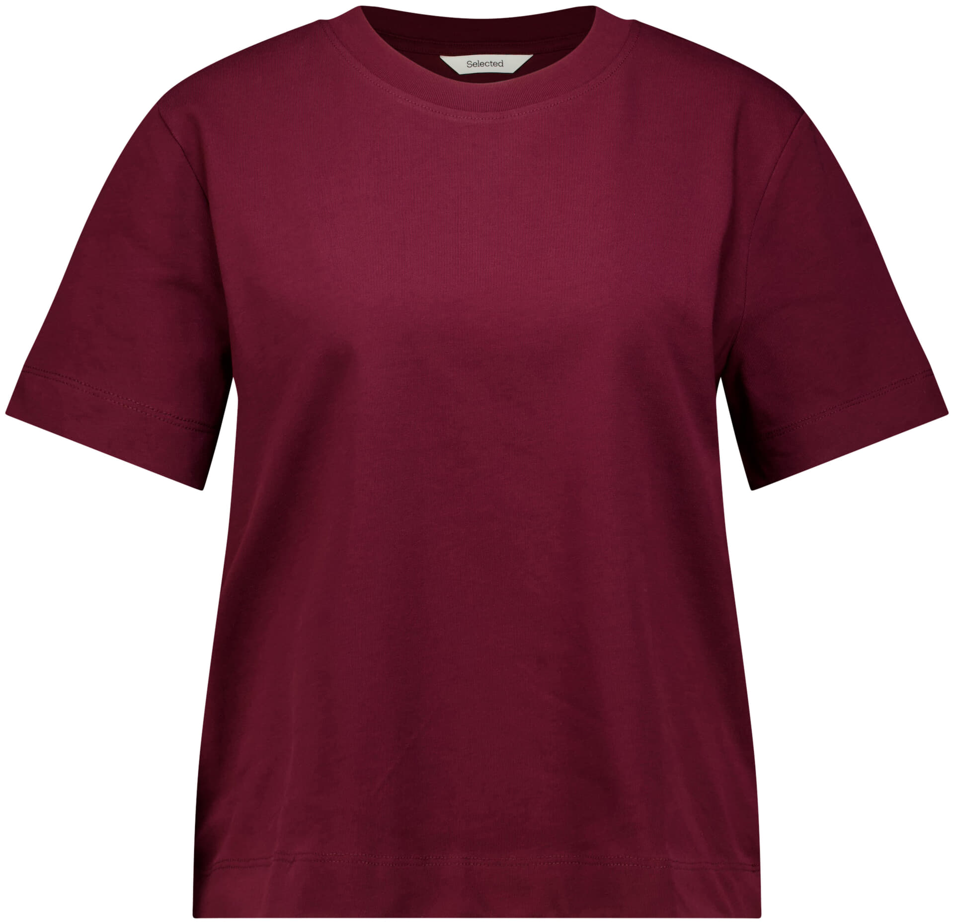 Selected Femme T-shirt Essential Boxy Bordeaux Rood