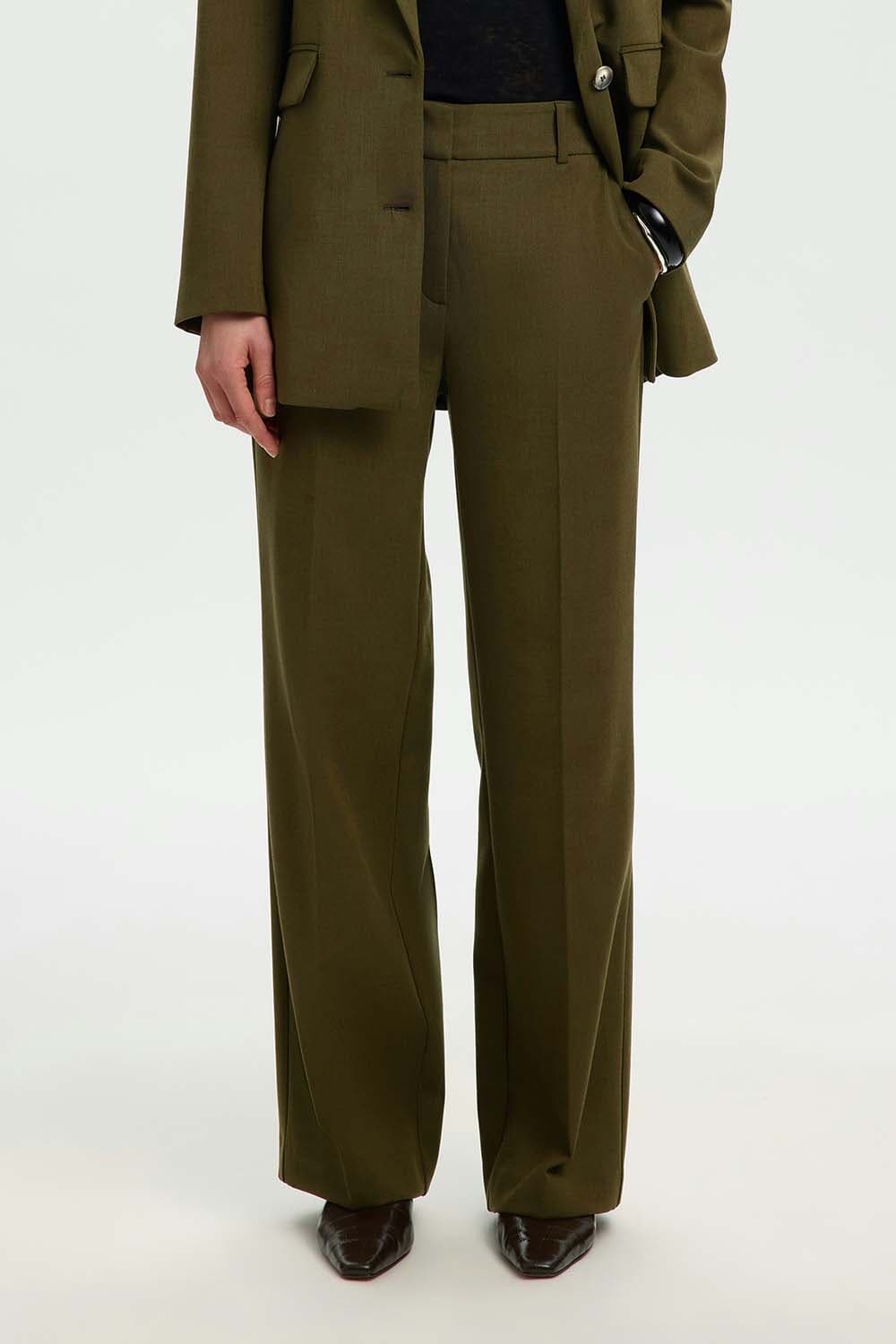 Selected Femme Pantalon Rita Wide Groen
