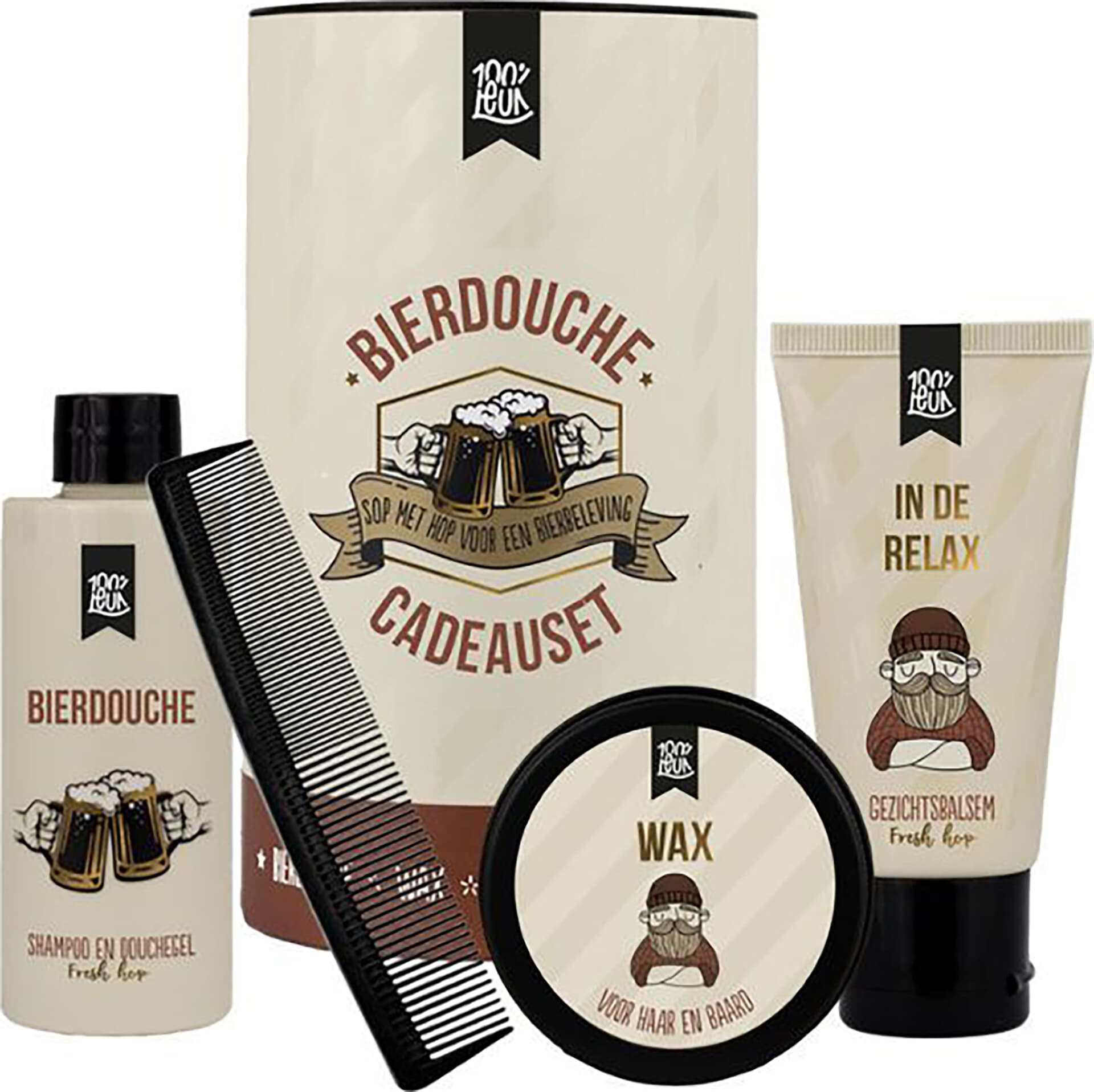 100% Leuk Cadeaupakket - Bierdouche 8,2 x 8,2 x 15,2 cm Multi