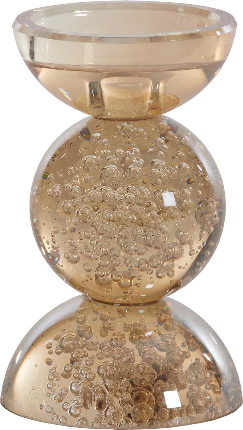 Bomont Collection Candle stick Ø9,5x15,5 cm ITINGA glass bubble ambe Bruin