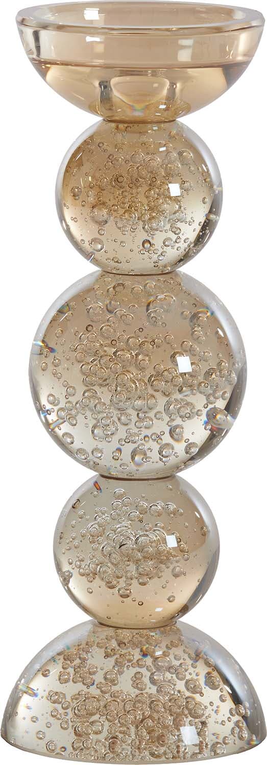 Bomont Collection Candle stick Ø10x26,5 cm ITINGA glass bubble amber Bruin
