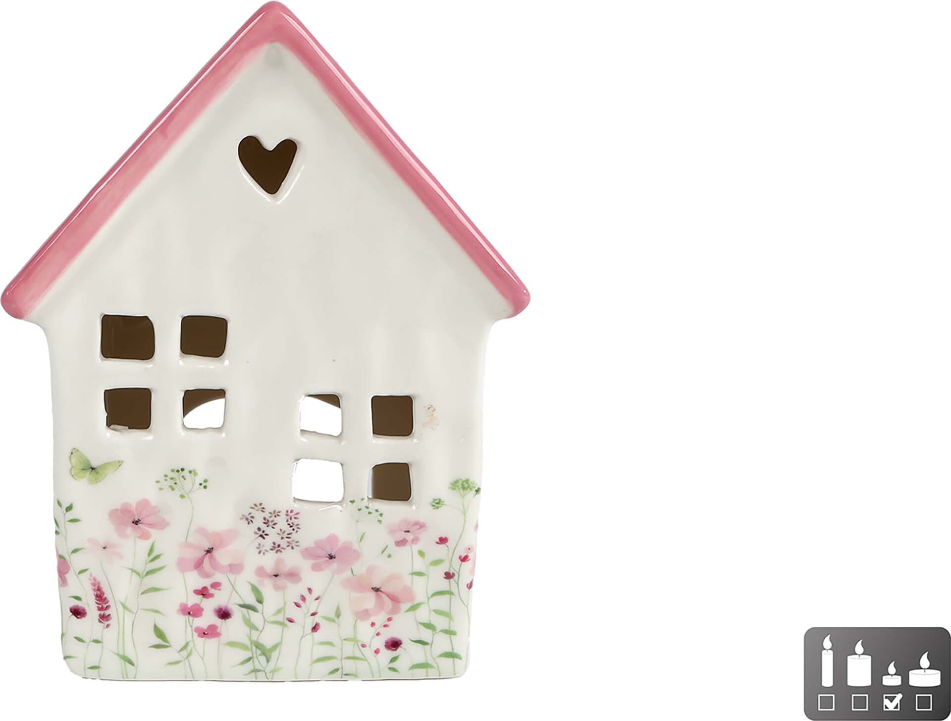 Bomont Collection Theelicht 'House Floral' 11 x 7 x 16 cm Roze