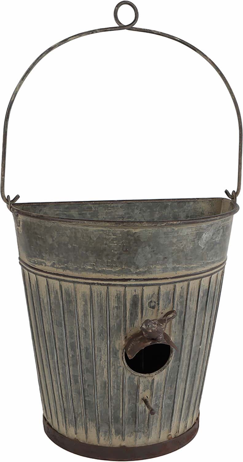 Bomont Collection Vogelhuisje 'Bucket' zink 26x16x25cm Grijs
