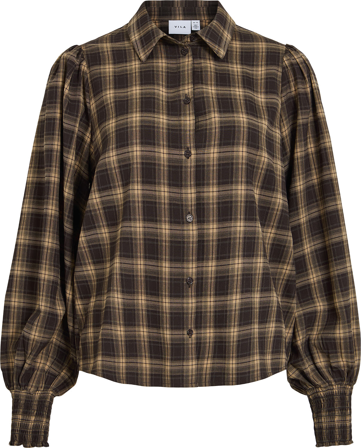 Vila Blouse Lene Ruit Bruin