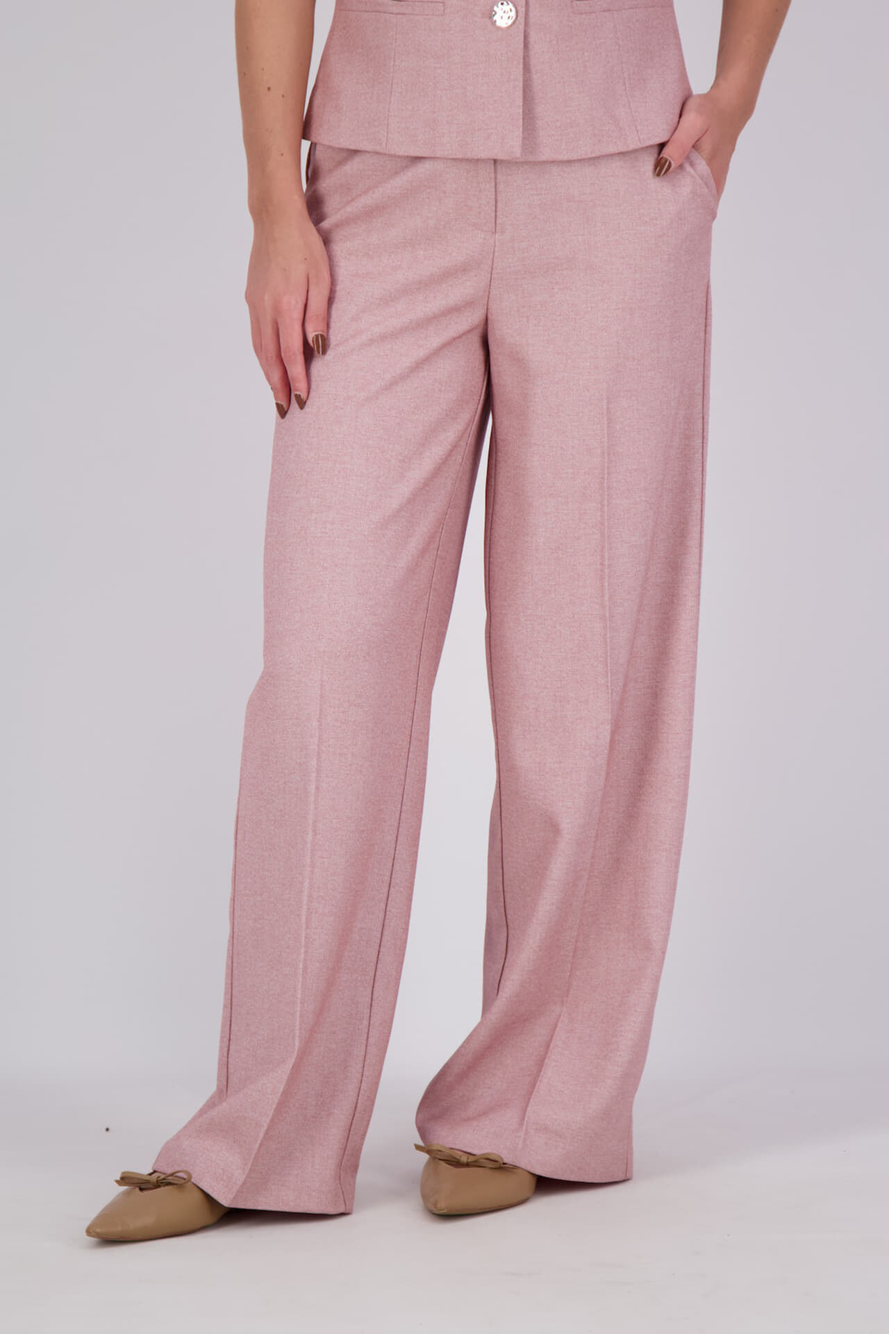 Vila Pantalon Keep HW Wide Tailored Roze