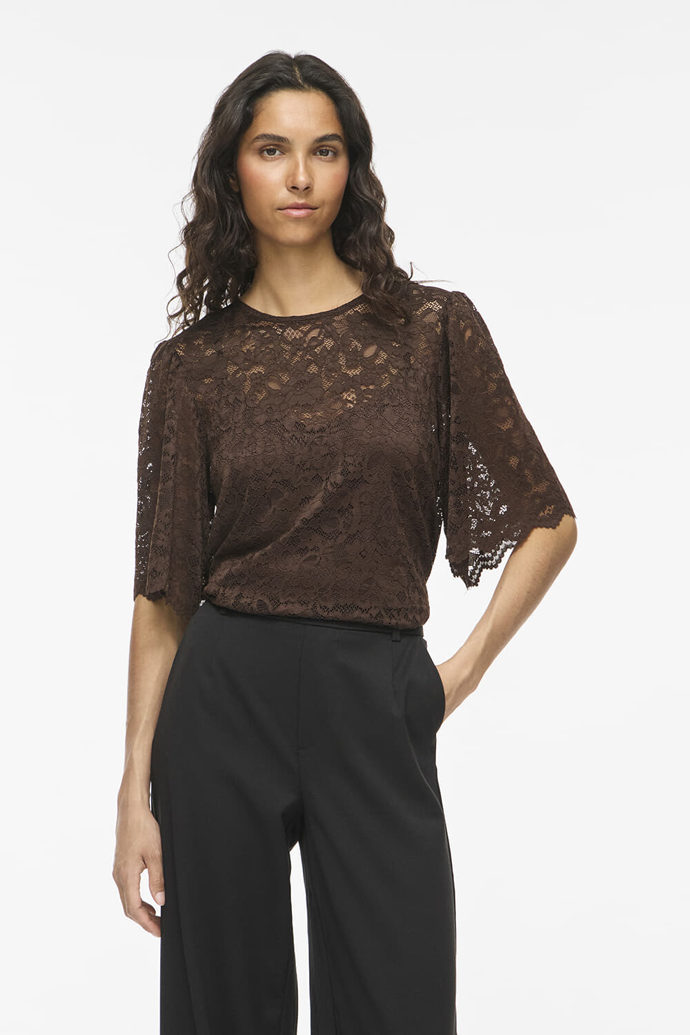 Vila Top Stacia Lace Bruin