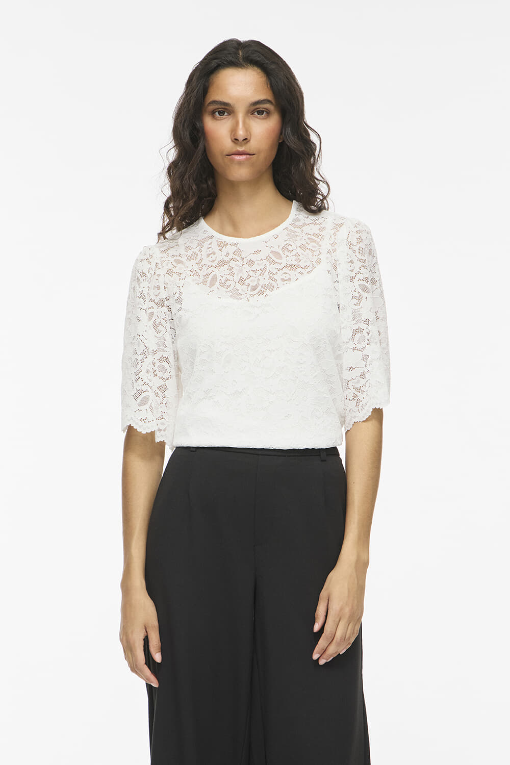 Vila Top Stacia Lace Wit