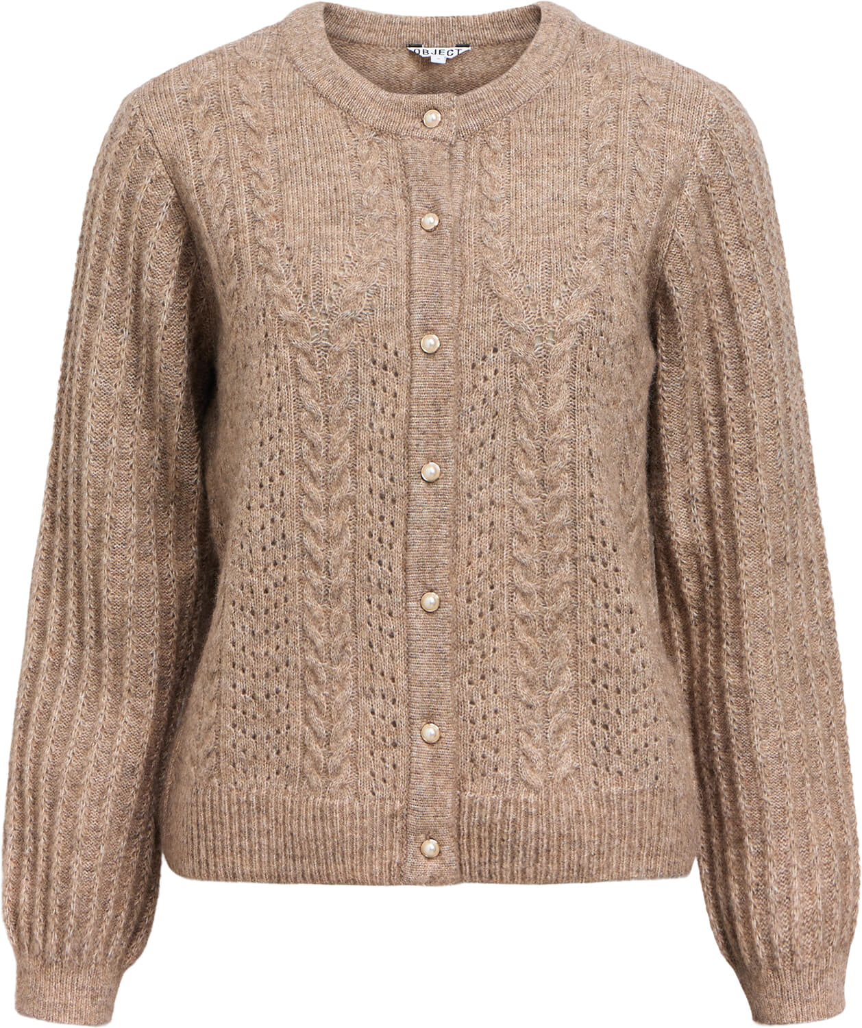 Object Vest Gebreid Flora Button Beige