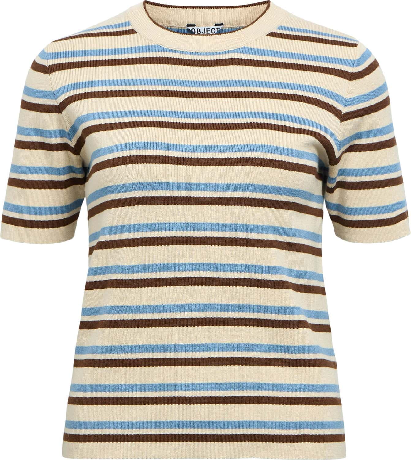 Object OBJESTER S/S NEW KNIT PULLOVER NOOS Beige
