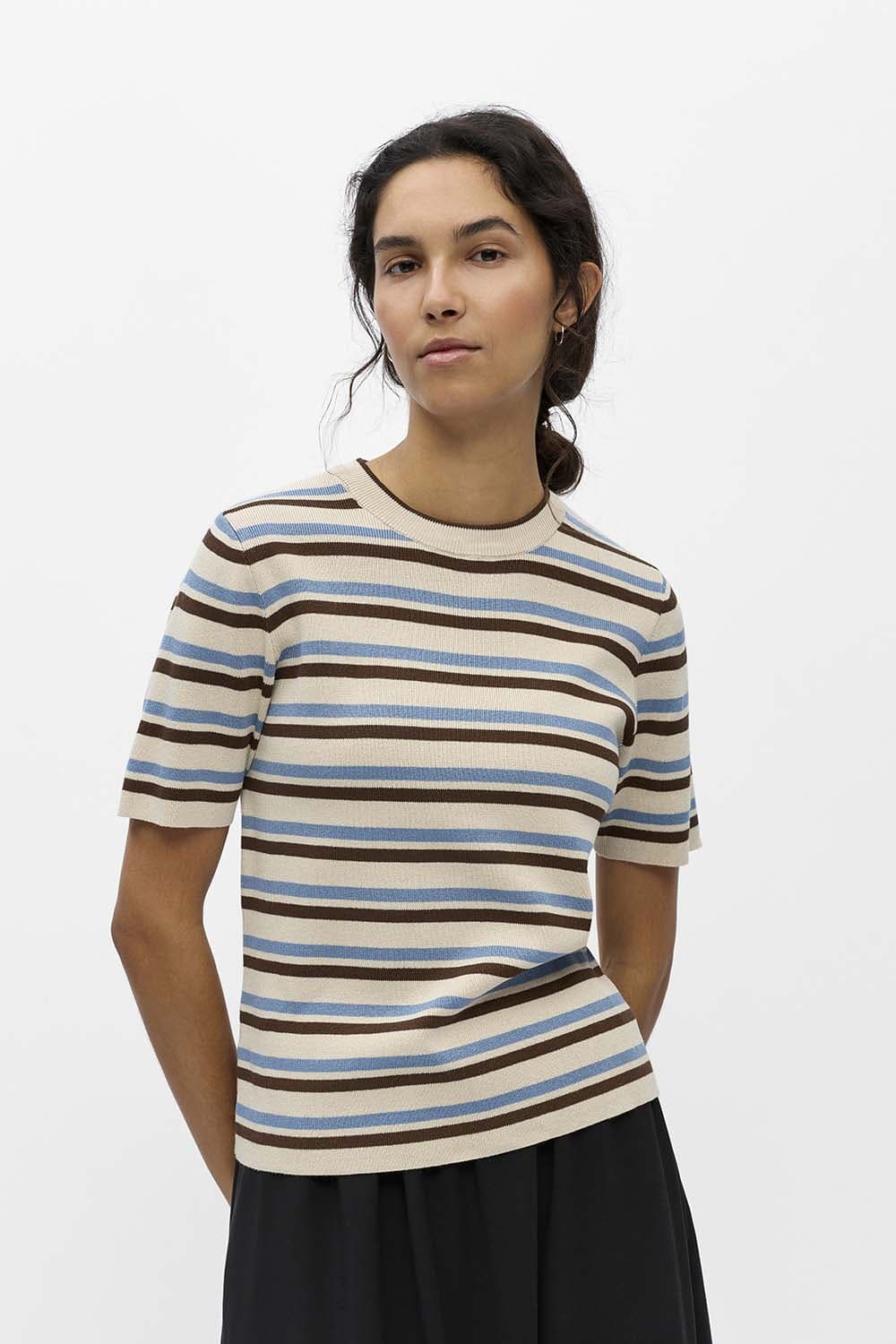 Object OBJESTER S/S NEW KNIT PULLOVER NOOS Beige