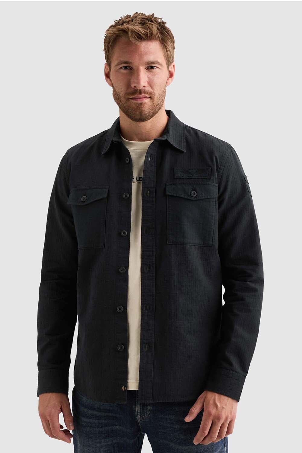 Pme Legend Overhemd Quilt Poplin Navy
