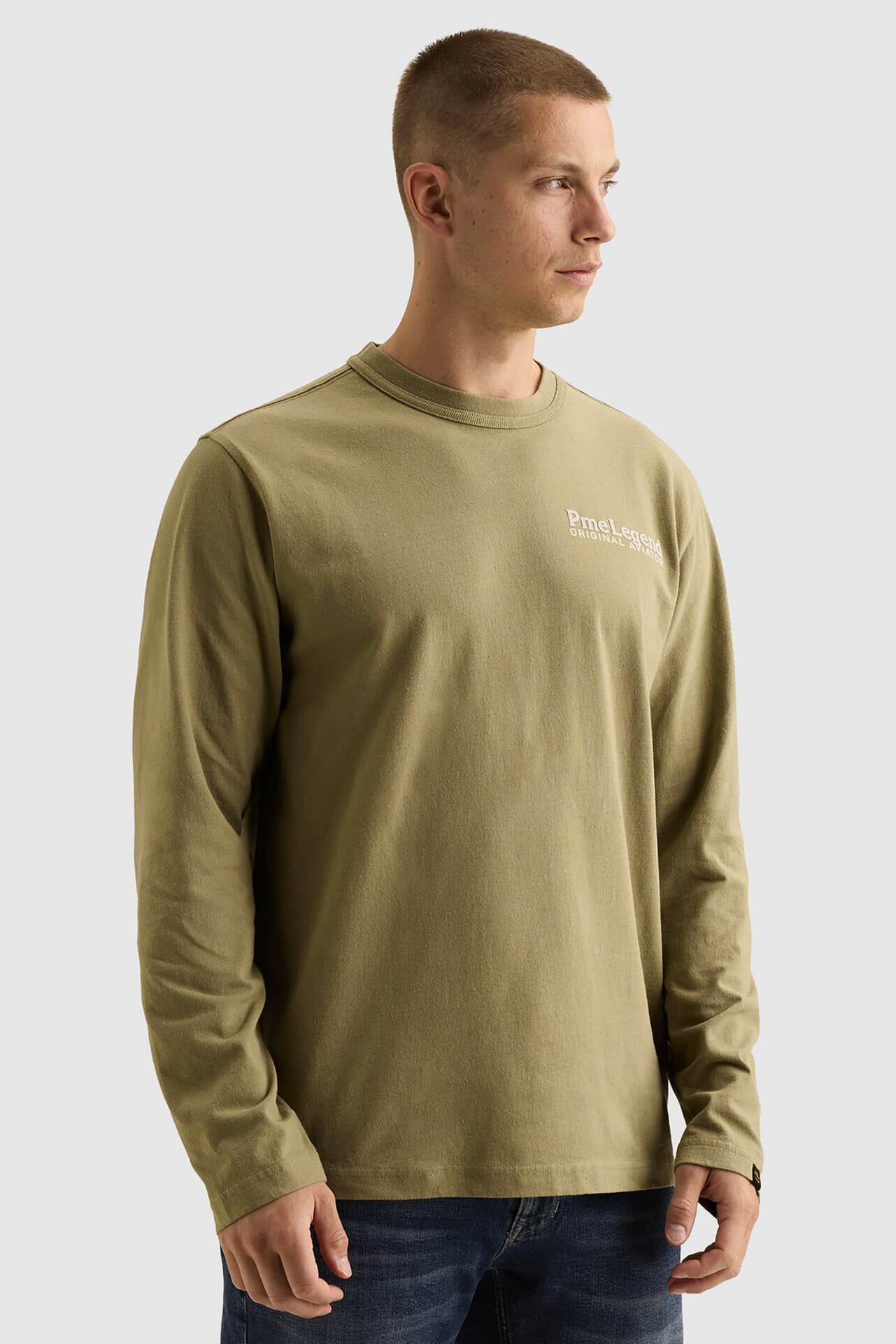 Pme Legend Long sleeve r-neck heavy oe back p Groen