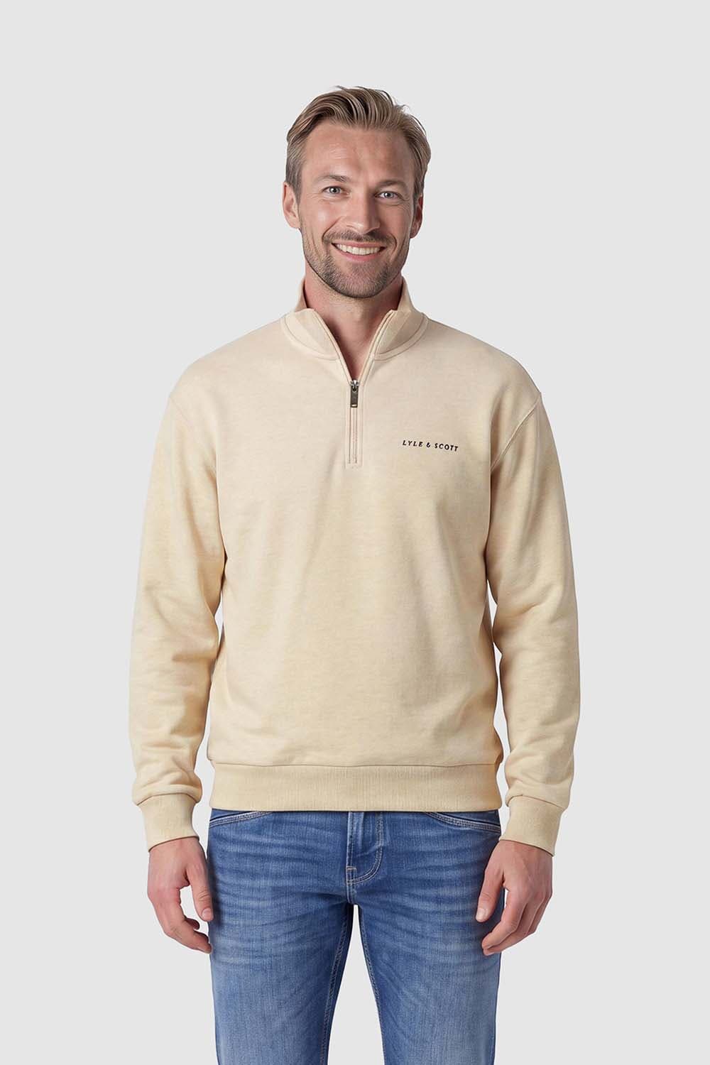 Lyle & Scott Sweater Script Half-zip Off White