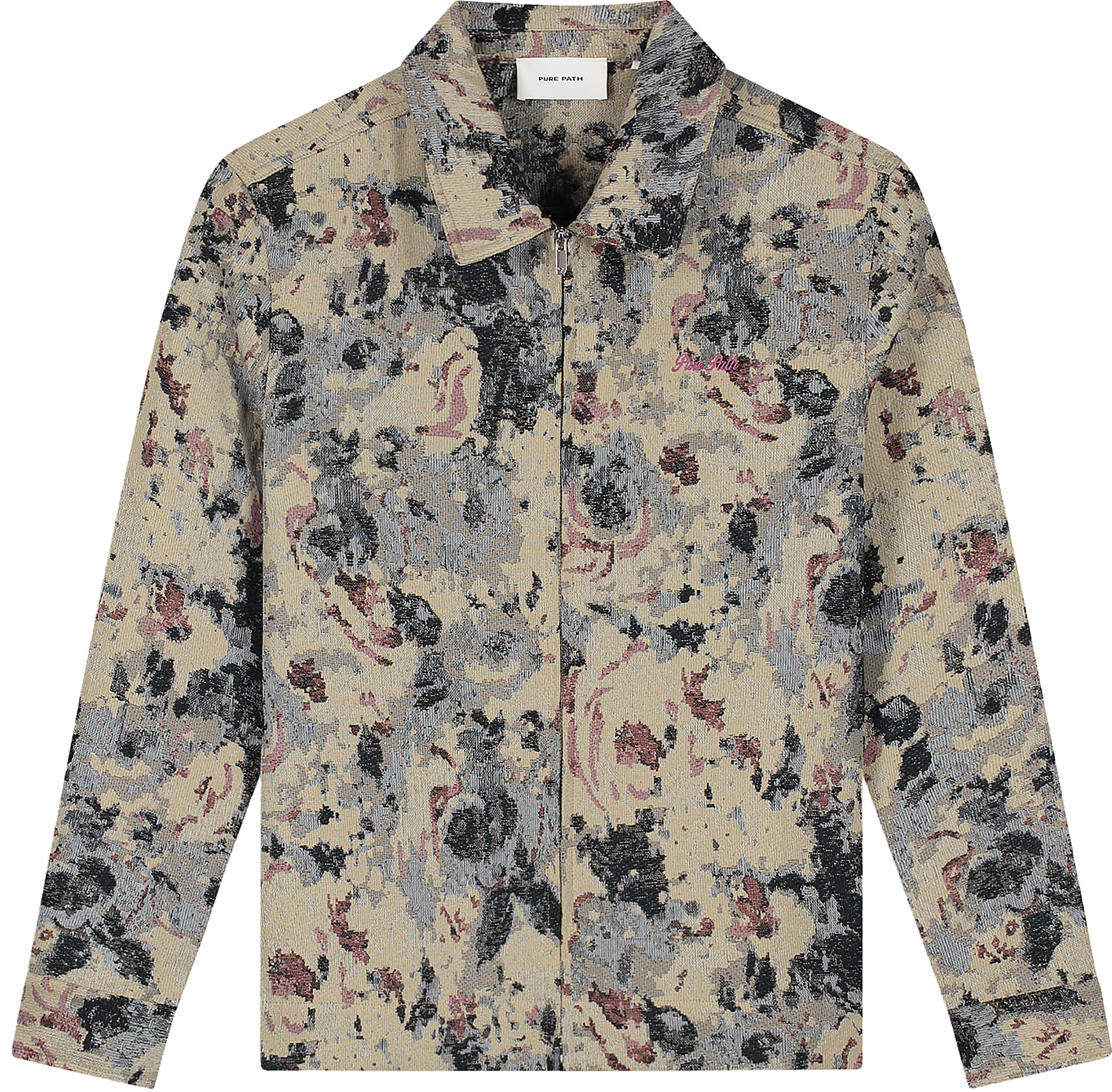 Pure Path Overshirt Flower Zipped  Beige