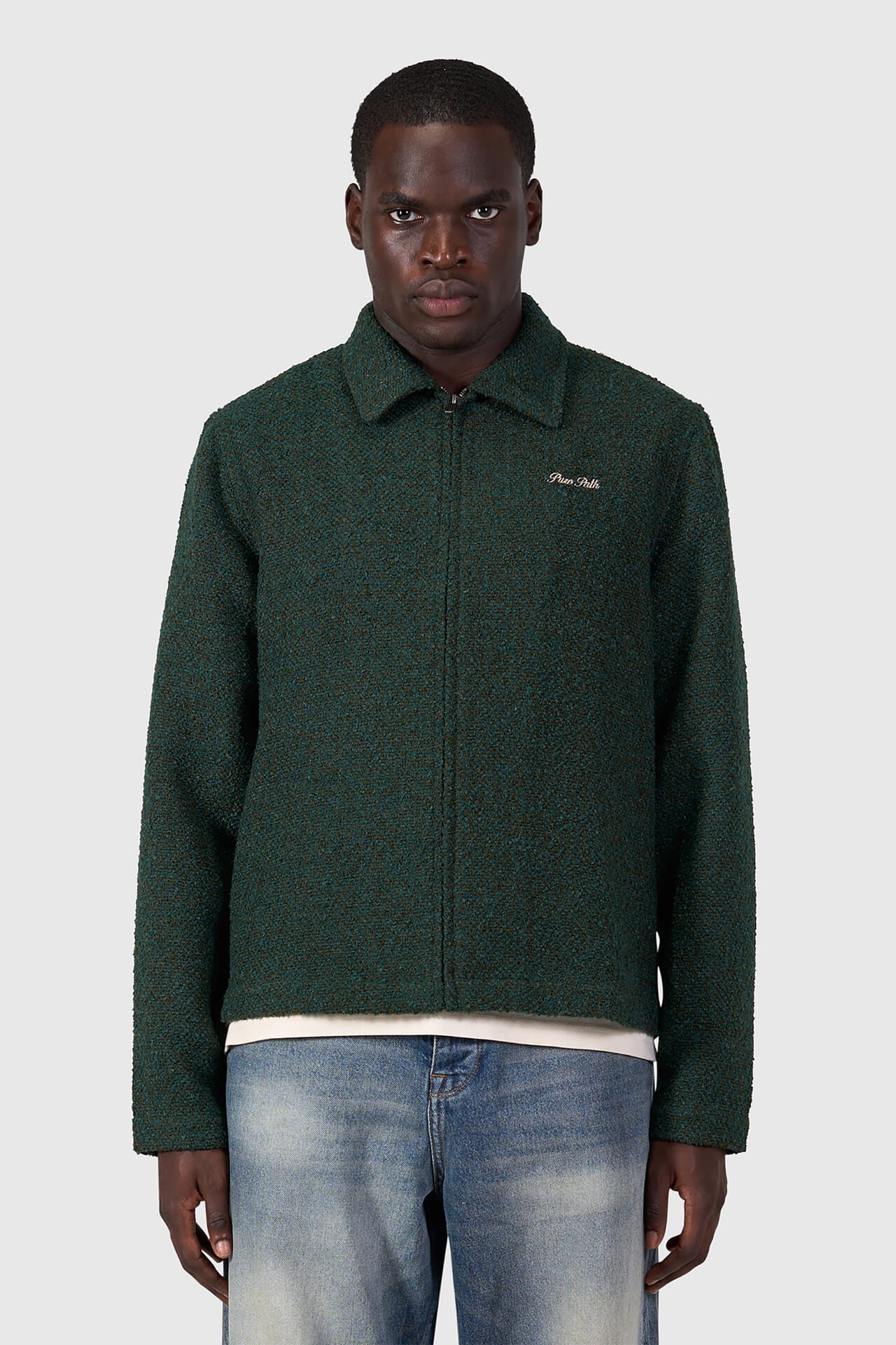 Pure Path Overshirt Structured Bouclé Zipped  Groen