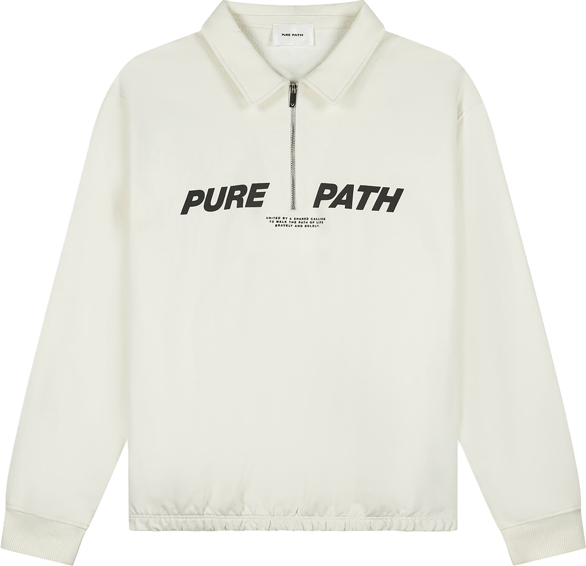 Pure Path Half Zip Polo Sweater  Ecru