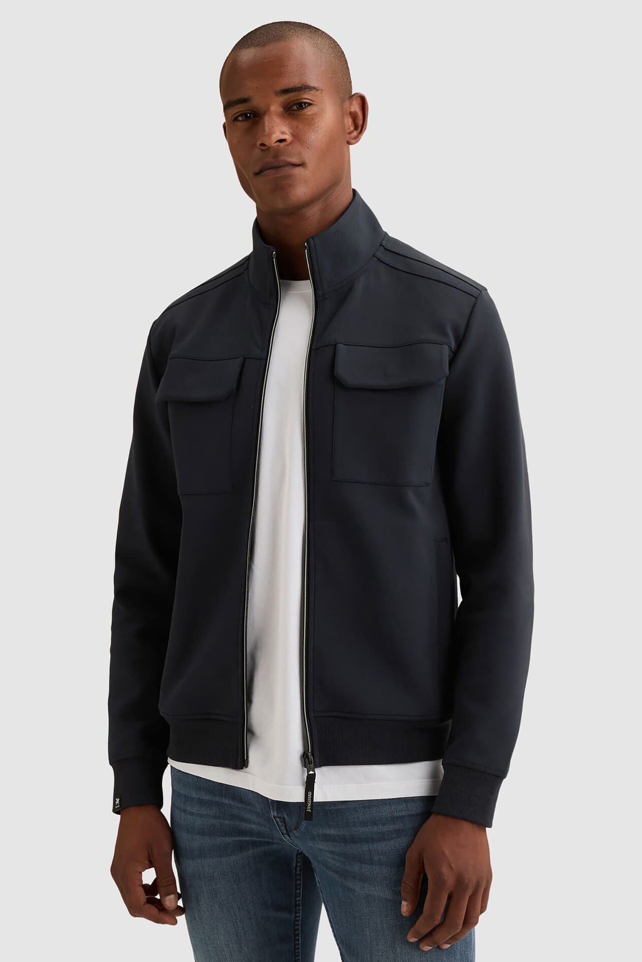 Vanguard Sweatvest interlock met rits en borstzakken Navy