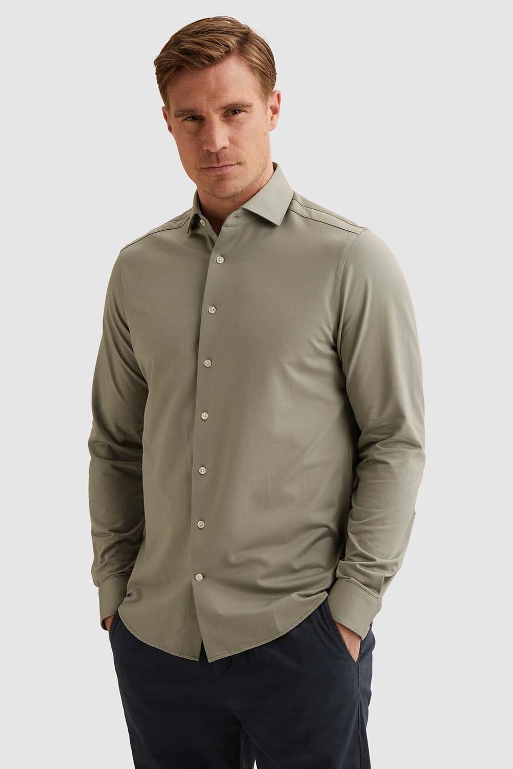 Vanguard Overhemd CF Oxford Jersey met widespread kraag Groen
