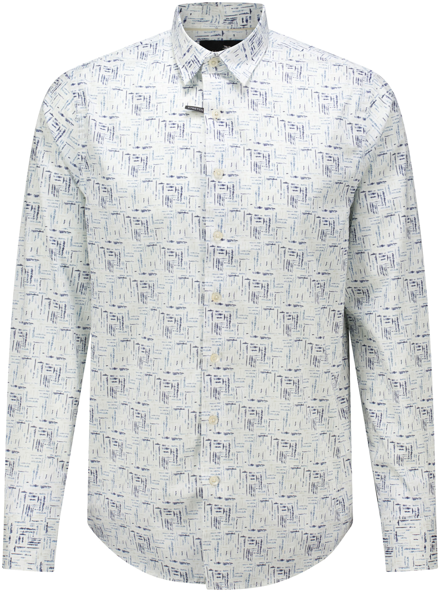 Vanguard Overhemd van poplin met stretch en allover print Wit