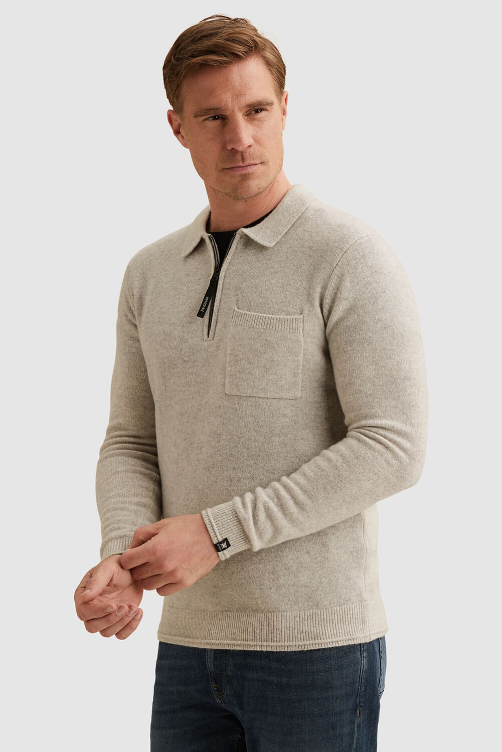 Vanguard Halfzip-Trui Premium wol Off White