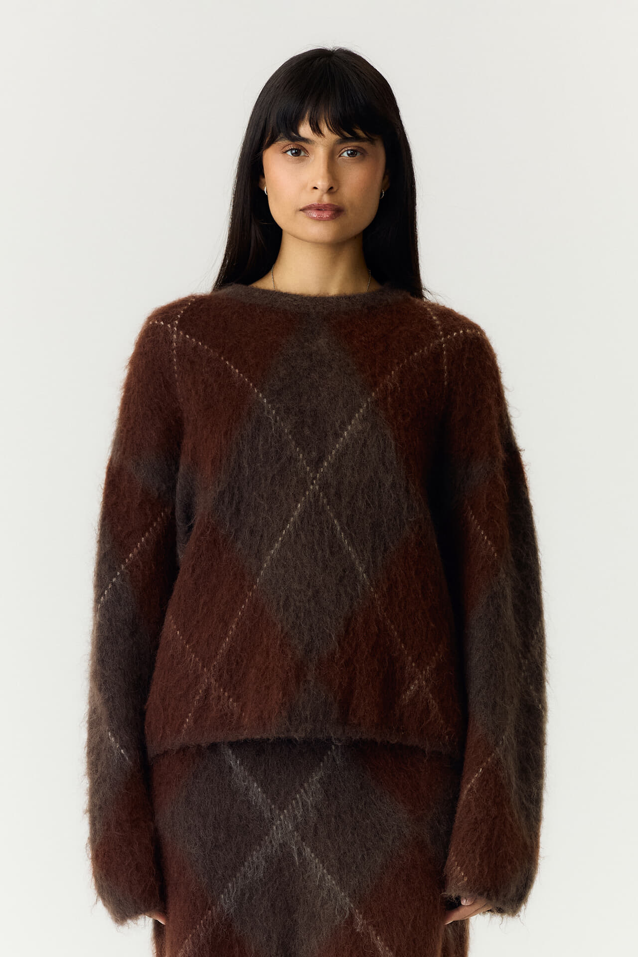 Y.A.S. Trui Argy Mohair Blend Bruin