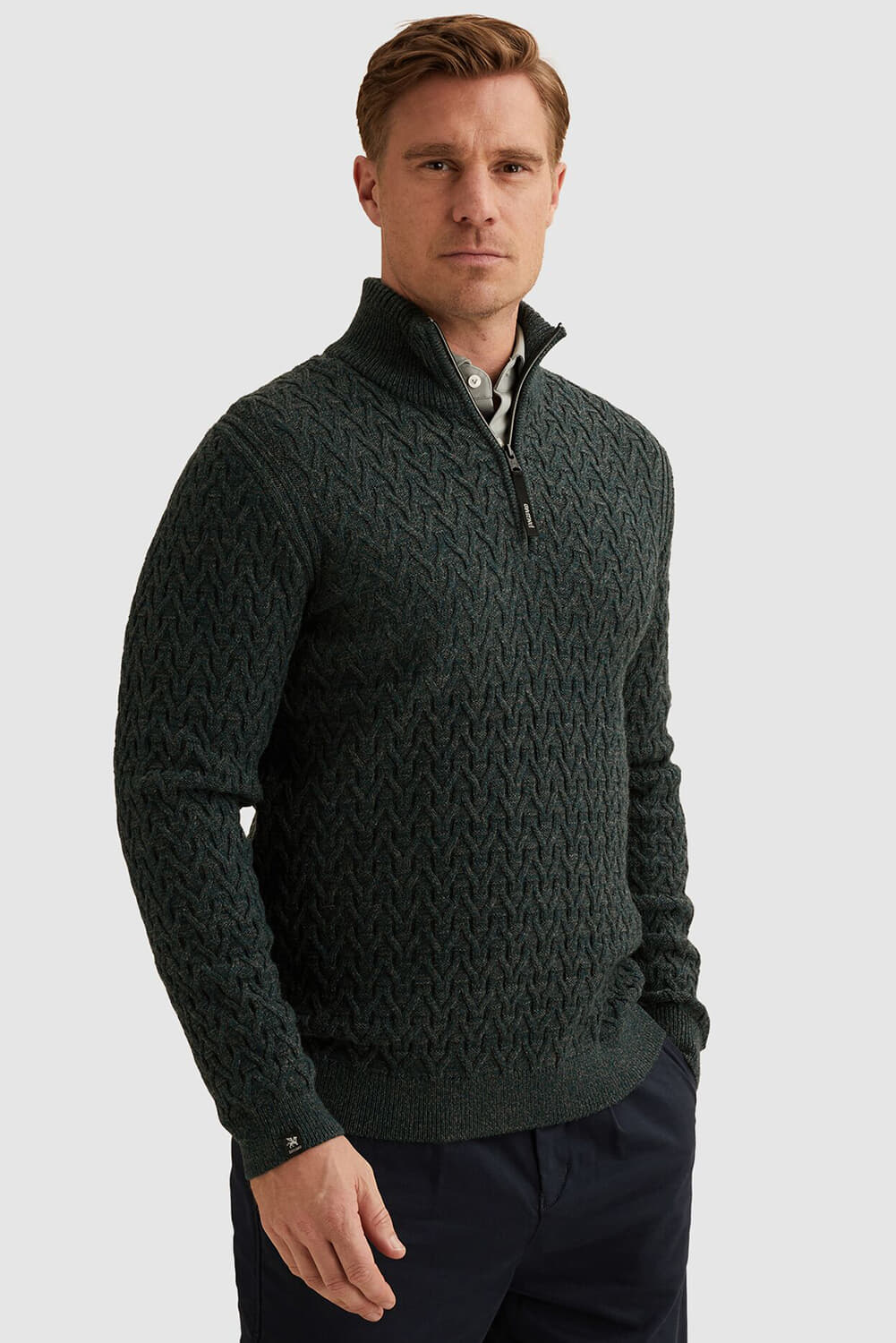 Vanguard Half-zip Trui wol blend Blauw