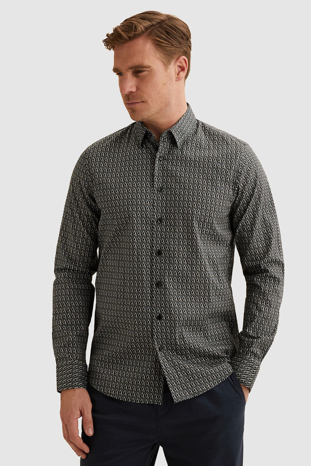 Vanguard Overhemd Print on poplin Blauw