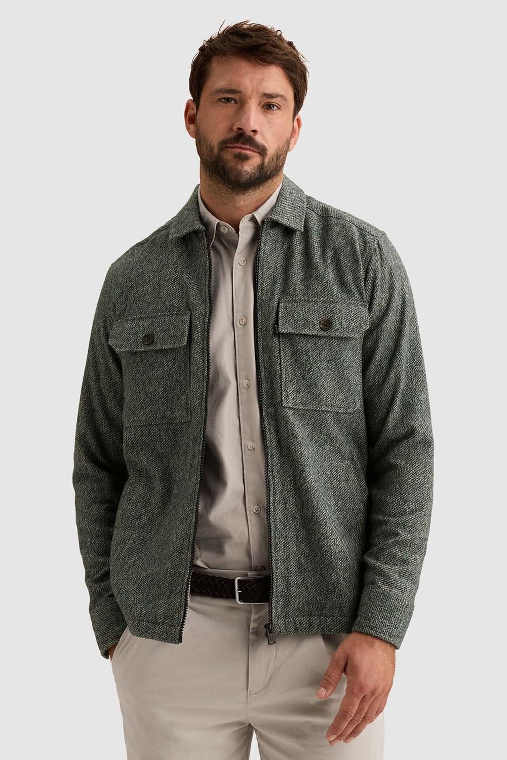 Vanguard Overshirt van brushed mouliné met ritssluiting Blauw