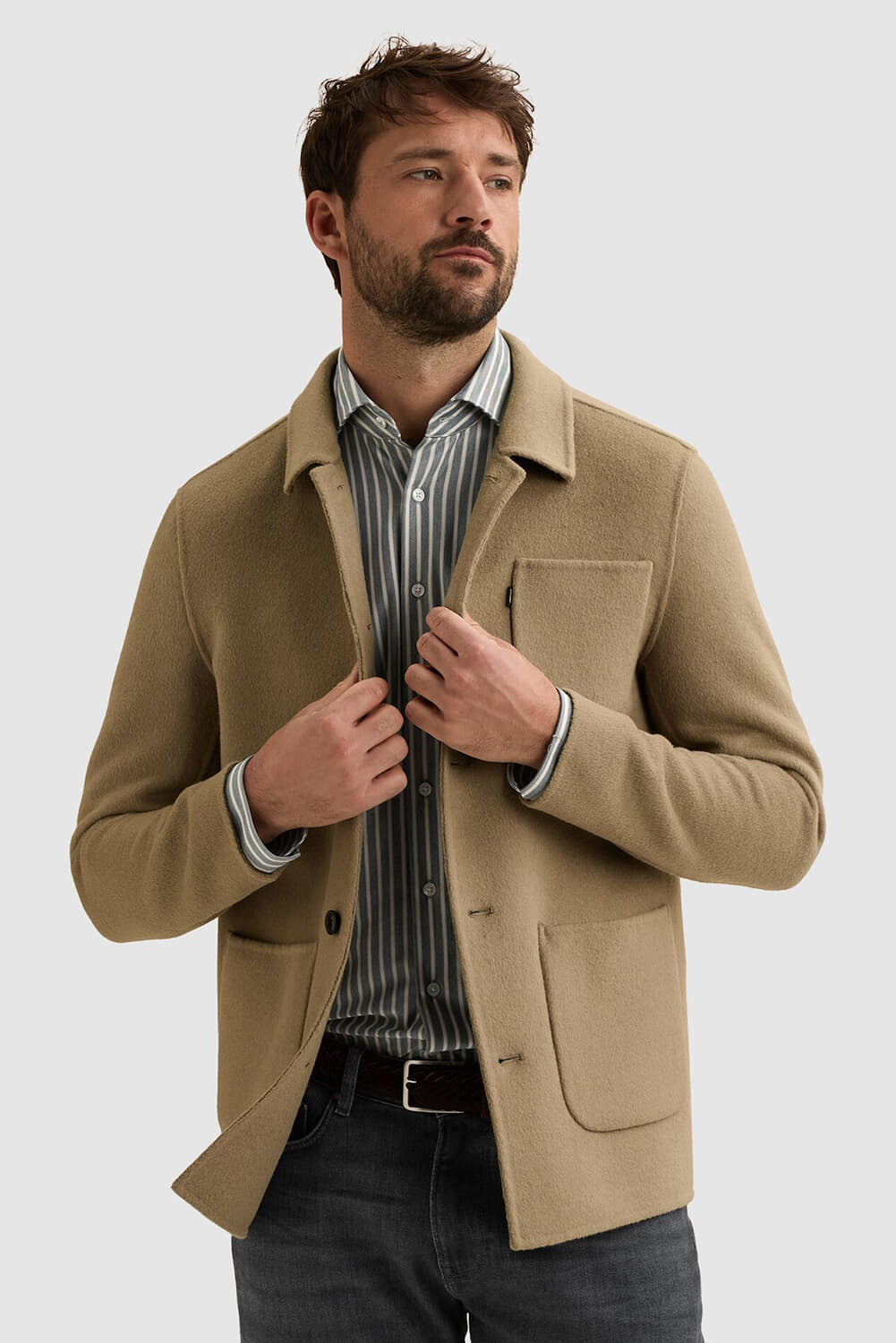 Vanguard Blazer Shacket Wol Blend  Beige